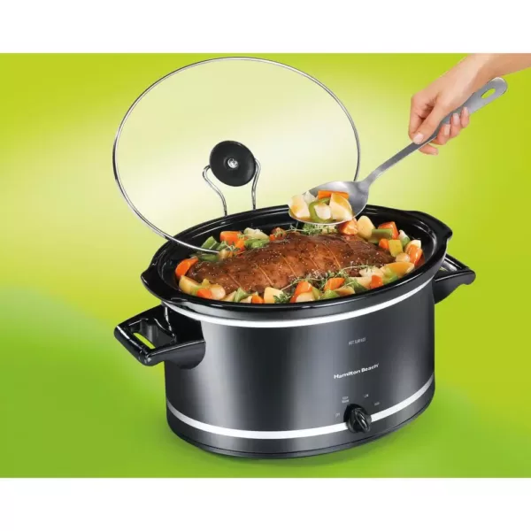 Hamilton Beach 8 Qt. Black Slow Cooker with Temperature Settings and Glass Lid