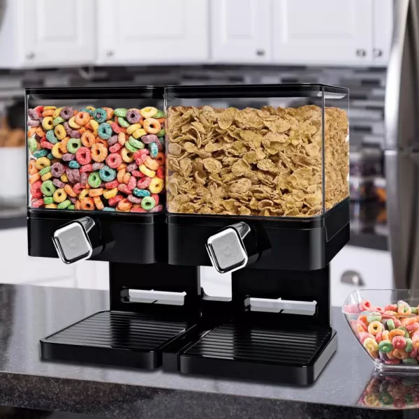 Honey-Can-Do Double Cereal Dispenser with Portion Control, Black