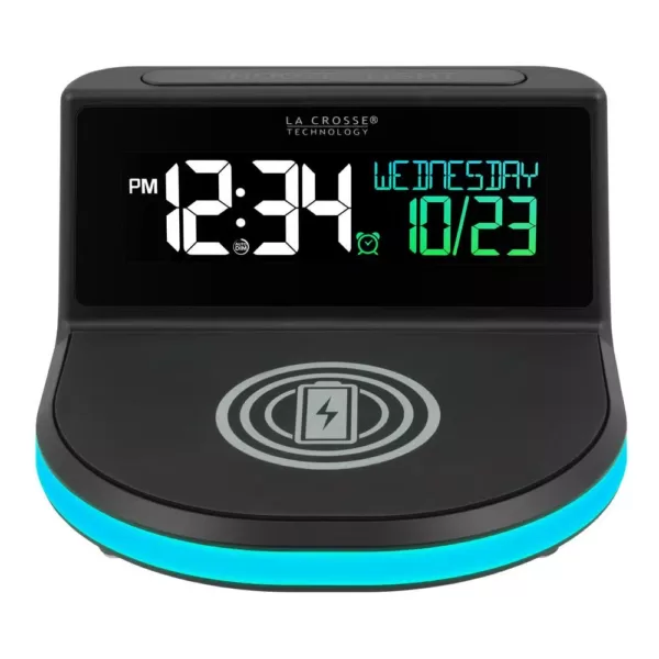 La Crosse Technology Wireless Charging Alarm Clock with Glowing light base