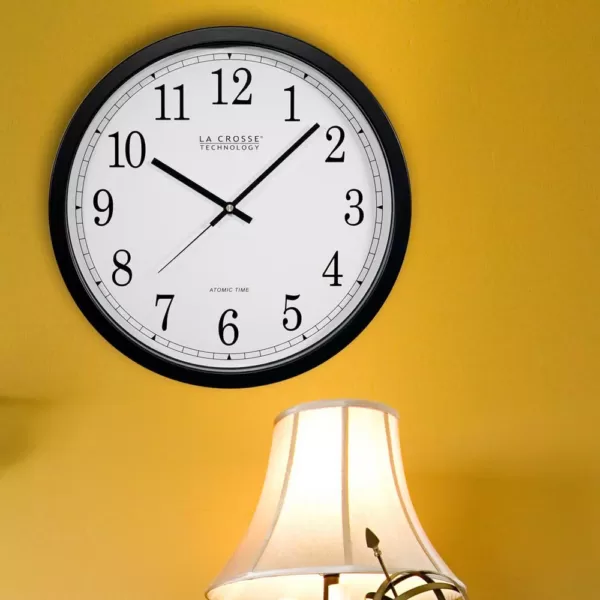 La Crosse Technology 14 in. Atomic Round Analog Black Wall Clock