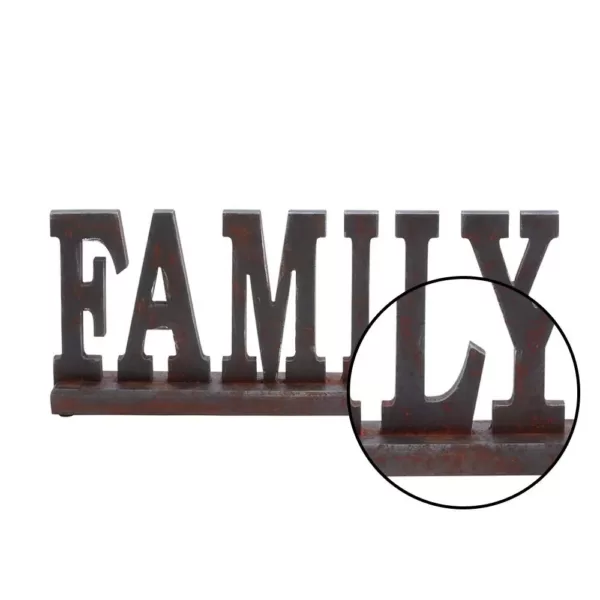 LITTON LANE 20 in. x 8 in. Home and Hearth "FAMILY" Wooden Tabletop Decor