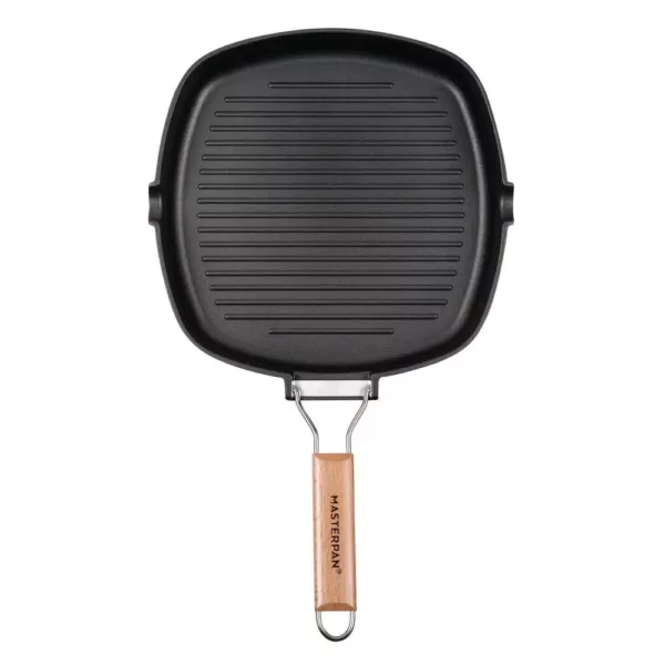 MasterPan 10 in. Cast Aluminum Nonstick Grill Pan in Black  with Pour Spout