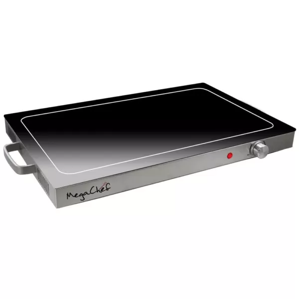 MegaChef Electric Black Warming Tray with Adjustable Temperature Controls