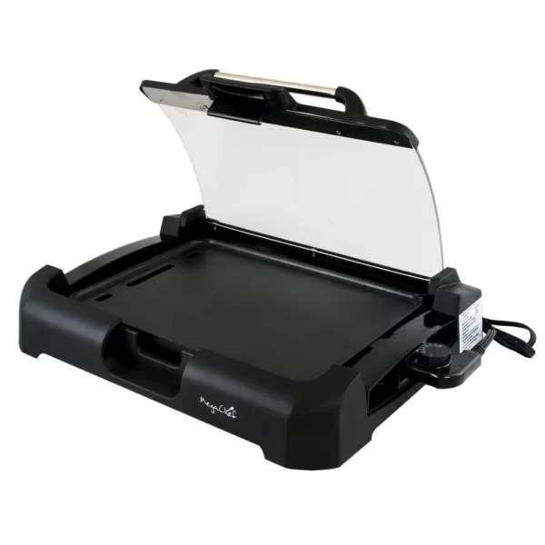 MegaChef 165 sq. in. Black Reversible Indoor Grill and Griddle with Removable Lid