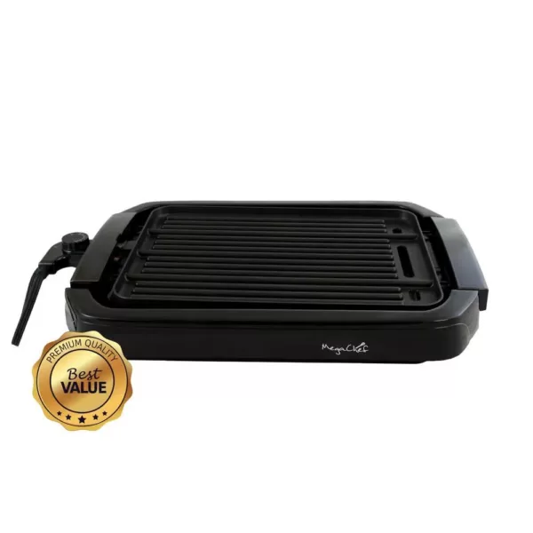 MegaChef 165 sq. in. Black Reversible Indoor Grill and Griddle