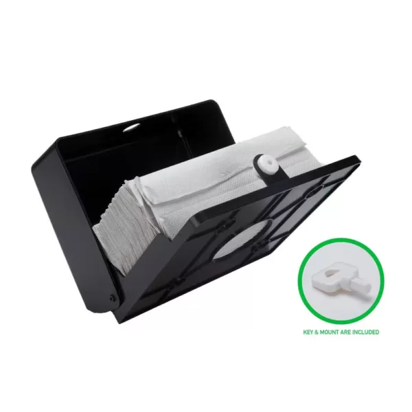 Mind Reader Wall Mounted Black Paper Towel Dispenser with Transparent Viewing Window