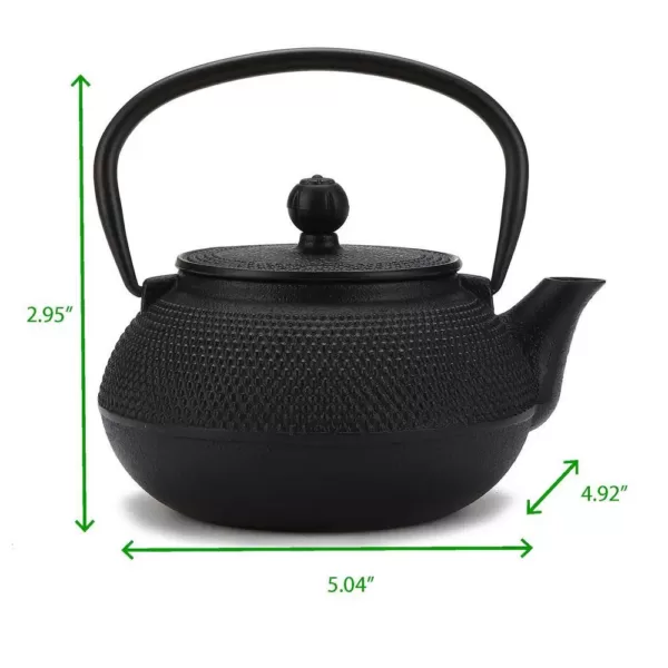 Mind Reader 3.75-Cup Black Japanese Style Cast Iron Tetsubin Tea Pot with Infuser