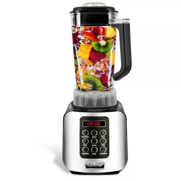 NutriChef 57 oz. 5-Speed Black Digital Countertop Blender with Pulse Blend, Adjustable Time and Speed Settings