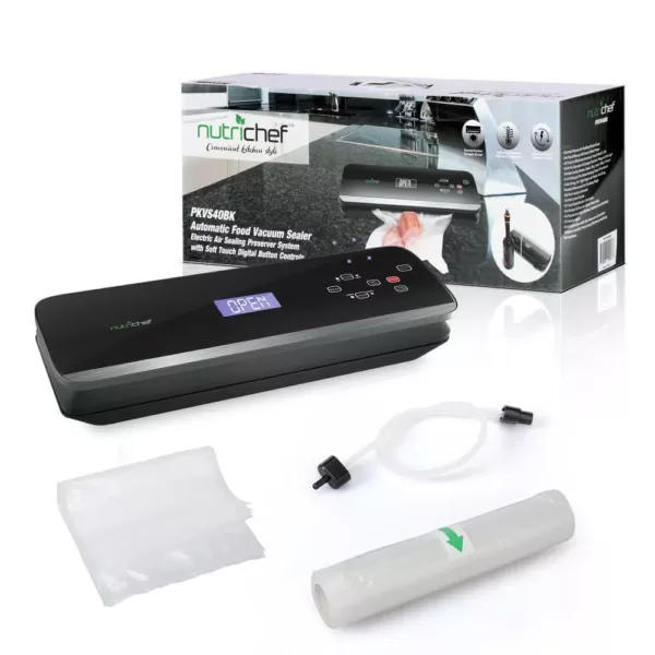 NutriChef White with Soft Touch Digital Button Controls Food Vacuum Sealer Electric Air Sealing Preserver System