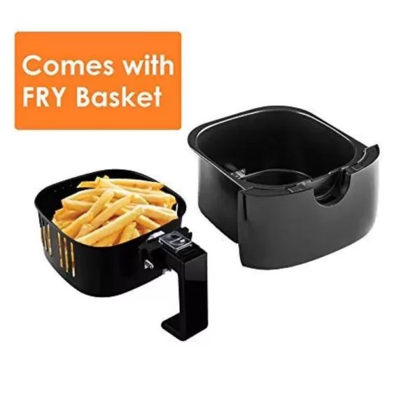 Ovente 3.2 Qt. Black Air Fryer Grill Pan and Non-Stick Frying Basket Auto Shut-Off 6 Cooking Presets Touch Sensor