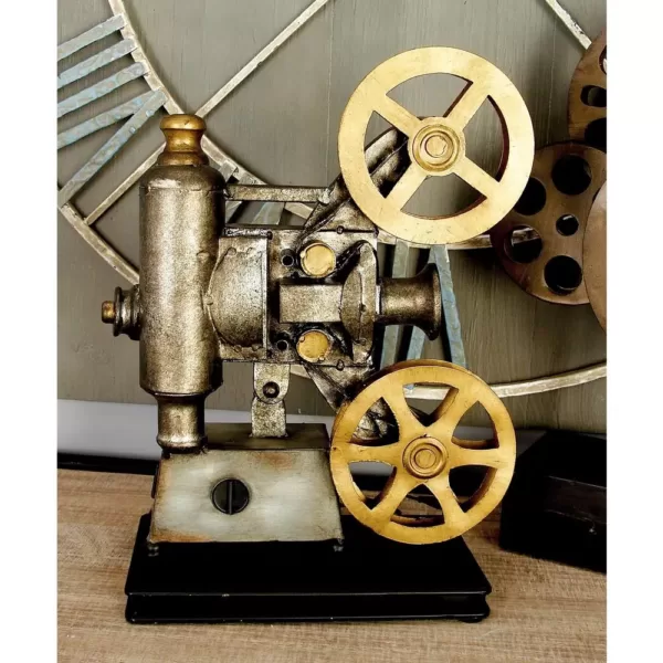 LITTON LANE Vintage Movie Projector and Film Reels Metal Decor