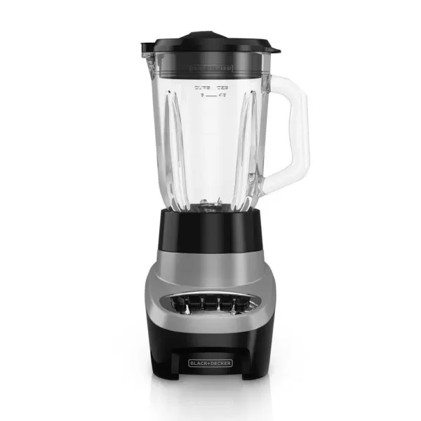 BLACK+DECKER Multi-Function 48 oz. 4-Speed Black/Silver Blender with Glass Jar