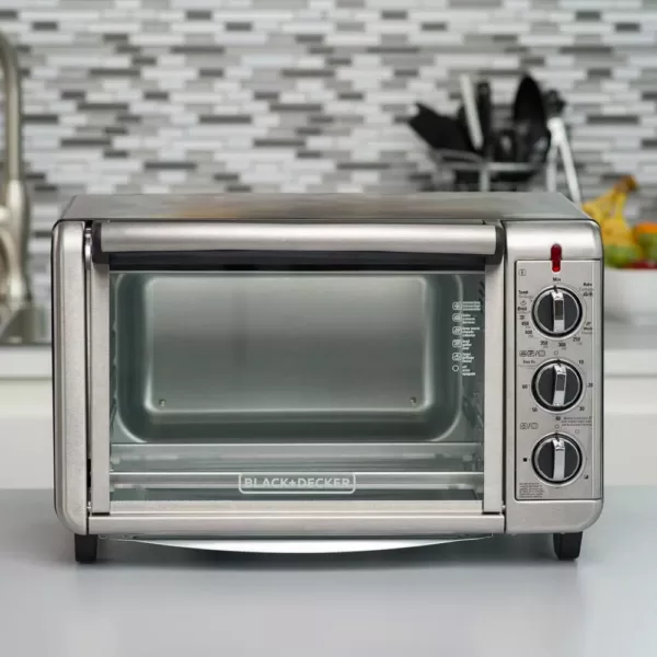 BLACK+DECKER 1500 W 6-Slice Black and Silver Convection Toaster Oven