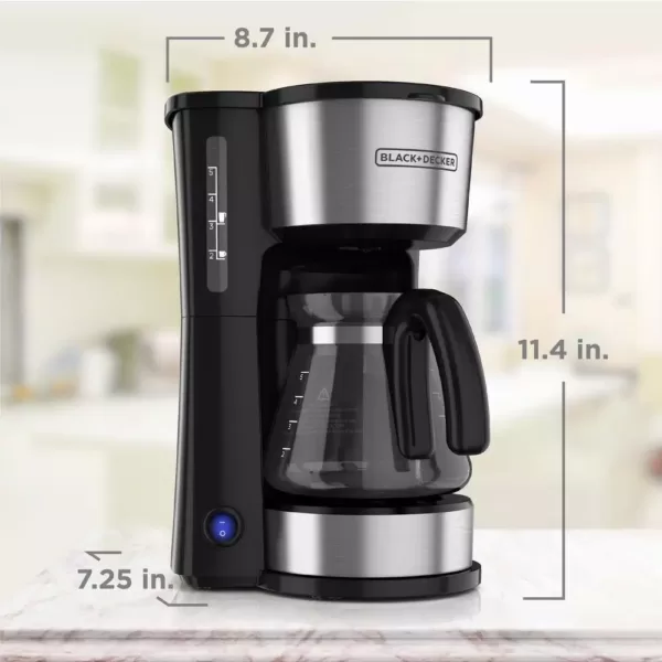 BLACK+DECKER 4-in-1 5-Cup Black Stainless Steel Drip Coffee Maker