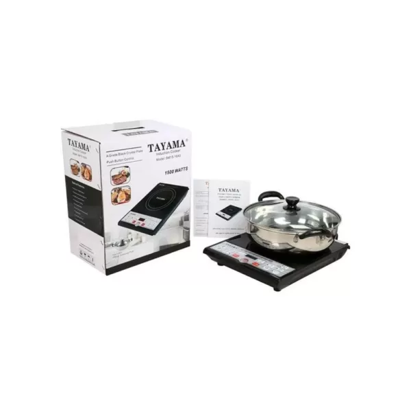 Tayama Single Burner 8 in. Black Induction Hot Plate with Shabu Cooking Pot