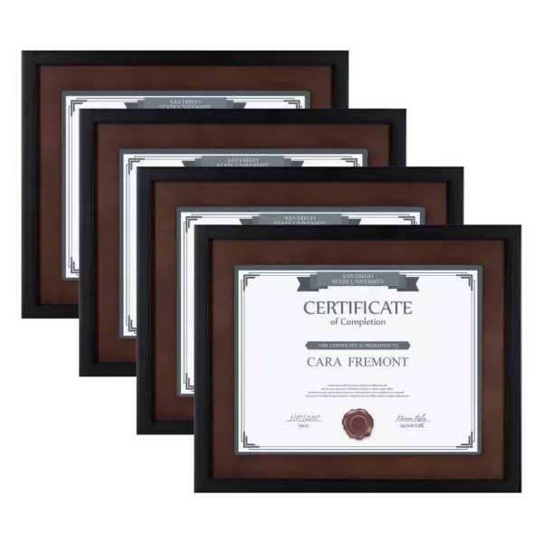 DesignOvation LeMans 8.5 in. x 11 in. Black/Walnut Brown Picture Frames (Set of 4)