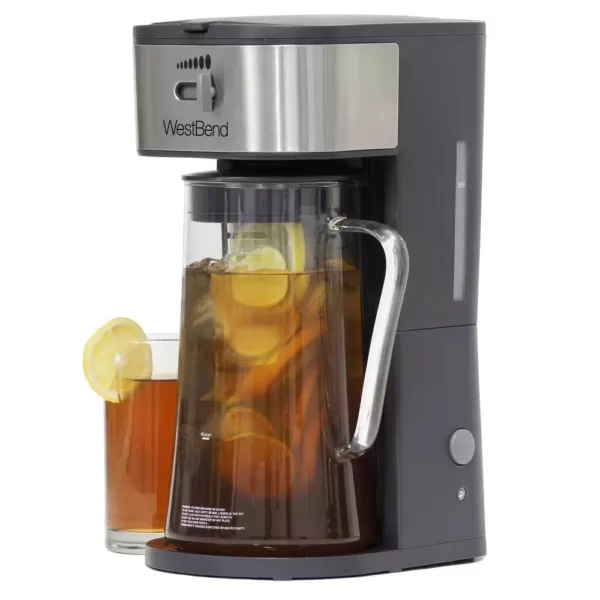 West Bend 2.75 qt. Black Iced Tea or Iced Coffee Maker 10-Cups Includes Infusion Tube to Customize Flavor Features Auto Shut-Off