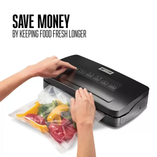 Weston Black Food Vacuum Sealer with Roll Storage and Bag Cutter