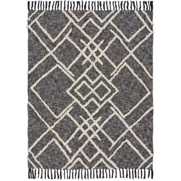 LR Home Contemporary Black / White Cotton Over Tufted Geometric Throw Blanket