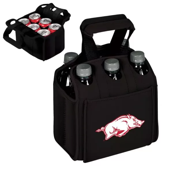 Picnic Time University of Arkansas Razorbacks 6-Bottles Black Beverage Carrier