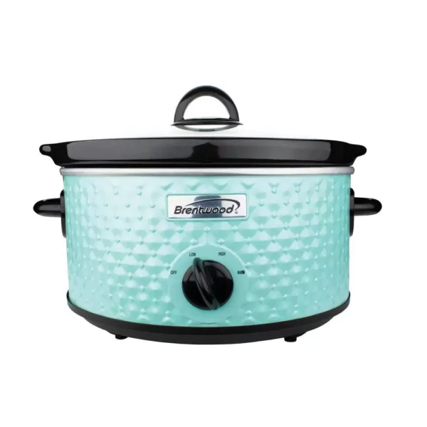 Brentwood Appliances Diamond 3.5 Qt. Blue Slow Cooker with Tempered Glass Lid