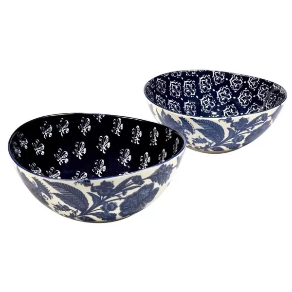 Certified International Blue Indigo 2-Piece Blue Oval Bowl Set