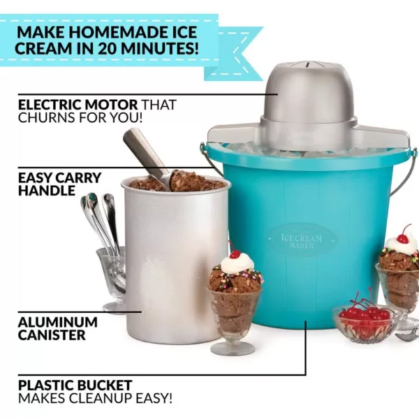 Nostalgia 4 Qt. Electric Ice Cream Maker with Easy-Carry Handle