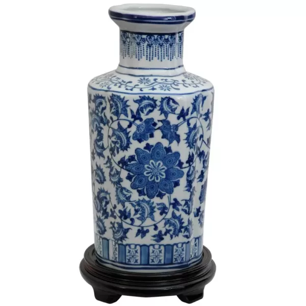 Oriental Furniture Oriental Furniture 12 in. Porcelain Decorative Vase in Blue