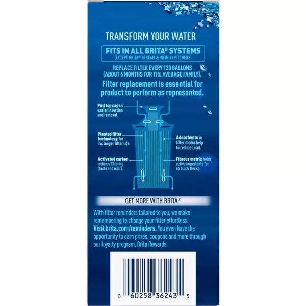 Brita Longlast Water Filter Replacement Cartridge for Water Pitcher and Dispensers, BPA Free, Reduces Lead