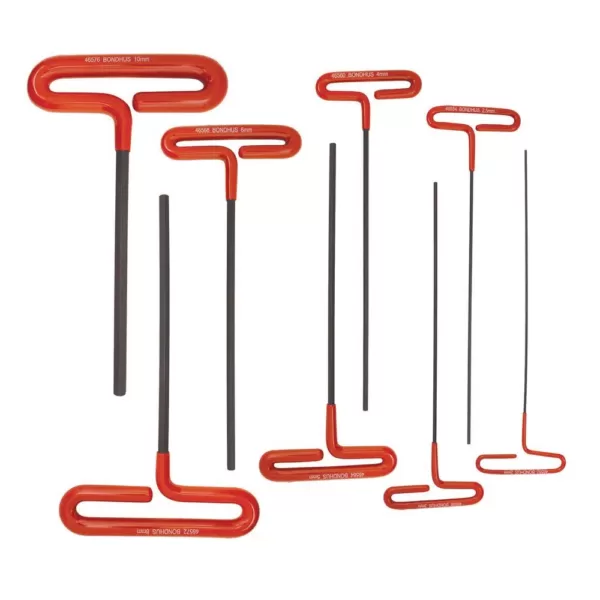 Bondhus Metric Hex End 9 in. Cushion Grip Loop T-Handle Set with ProGuard (8-Piece)