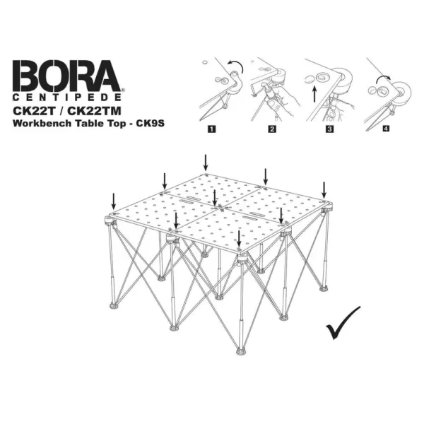 BORA Centipede 24 in. x 48 in. Workbench Top for Sawhorse with 3/4 in. Dog Holes