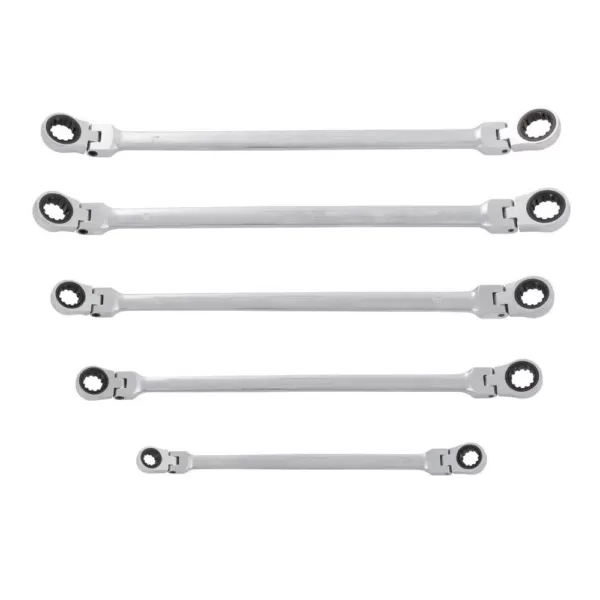 STEELMAN PRO Metric Flexible Double Box-End Universal Spline Ratcheting Wrench Set (5-Piece)