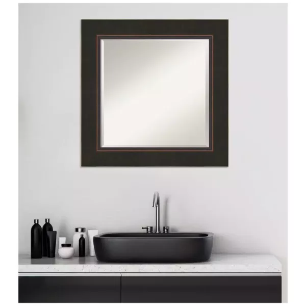 Amanti Art Milano 26 in. W x 26 in. H Framed Square Beveled Edge Bathroom Vanity Mirror in Bronze Bronze