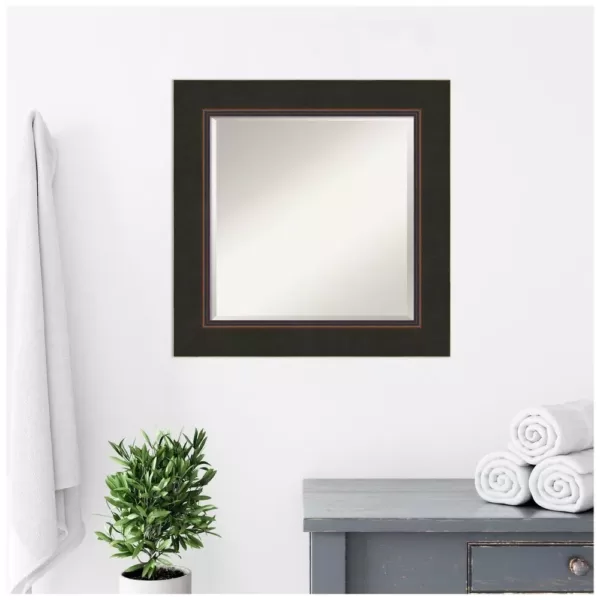 Amanti Art Milano 26 in. W x 26 in. H Framed Square Beveled Edge Bathroom Vanity Mirror in Bronze Bronze