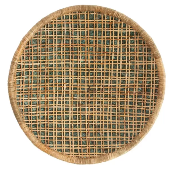 3R Studios Handwoven Beige and Green Rattan Wall Decor