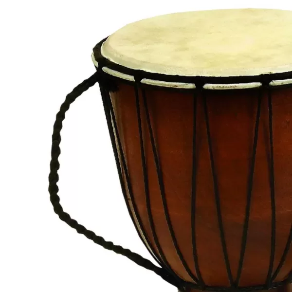 Benzara Toca Wood And Leather Brown Djembe Drum