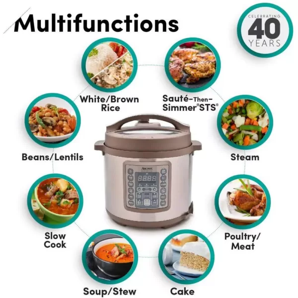 AROMA 4 Qt. Brown Electric Multi-Cooker with Aluminum Pot