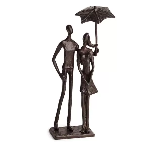 DANYA B Loving Couple Under Umbrella Bronze Sculpture