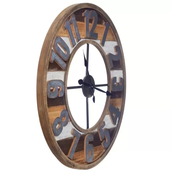 Pinnacle Rustic Reclaimed Wood and Metal Brown Wall Clock