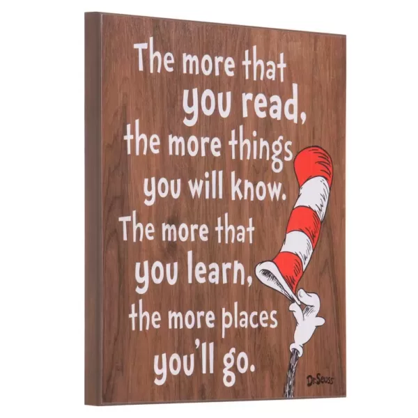 Pinnacle 18 in. x 18 in. Dr. Seuss The More You Read Cat In The Hat Wood Decorative Sign