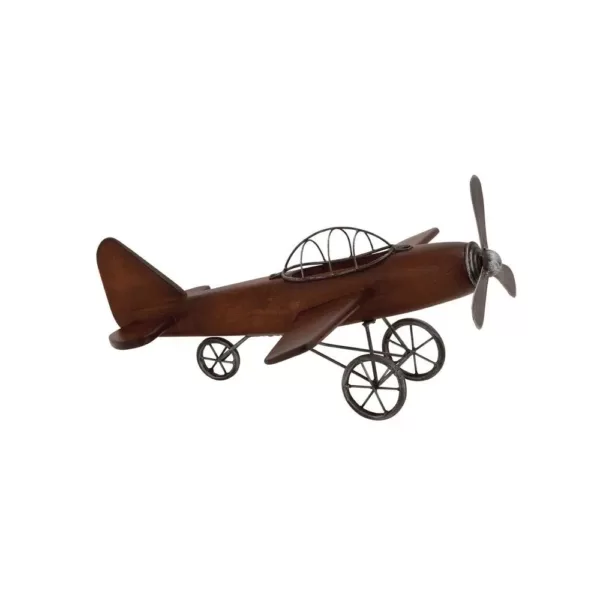 LITTON LANE Vintage Plane Wood and Metal Decor