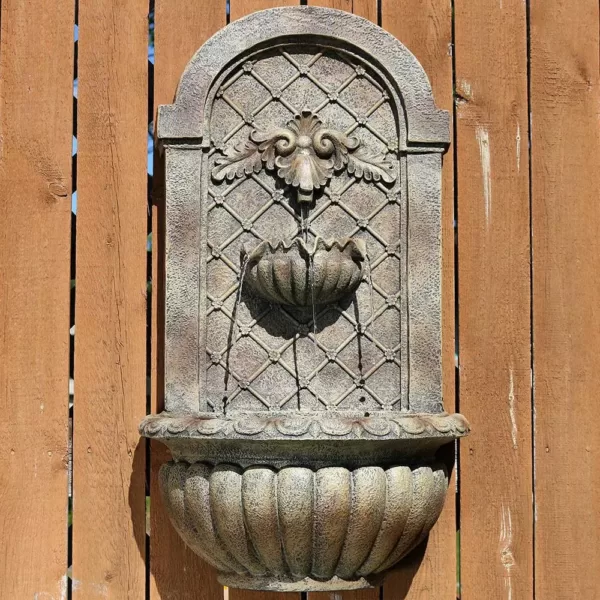 Sunnydaze Decor Venetian Florentine Stone Electric Powered Outdoor Wall Fountain