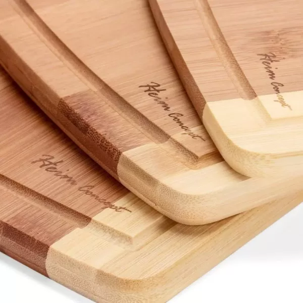 Heim Concept Classic 3-Piece Organic Bamboo Cutting Board Set with Drip Groove