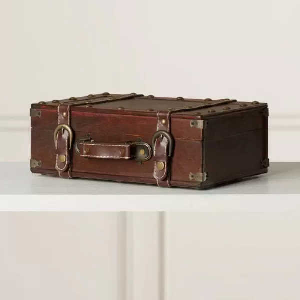 Vintiquewise 13 W x 4.5 H x 8.5 D Wood Antique Style Small Suitcase