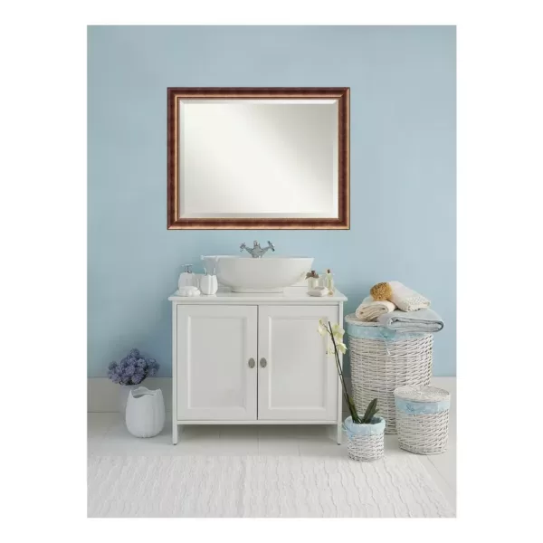 Amanti Art Manhattan 46 in. W x 36 in. H Framed Rectangular Beveled Edge Bathroom Vanity Mirror in Burnished Bronze