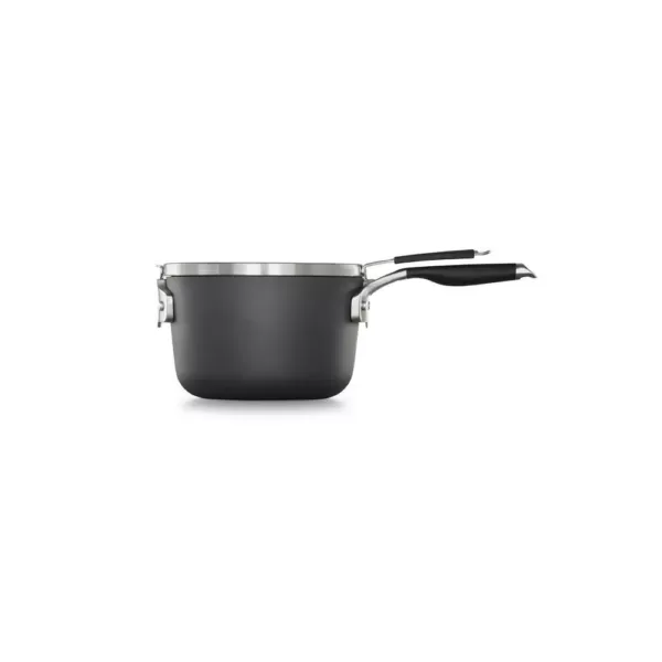 Calphalon Select Space Saving 3.5 qt. Hard-Anodized Aluminum Nonstick Sauce Pan in Black with Glass Lid