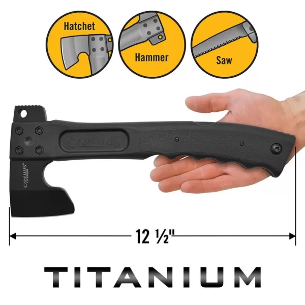 Camillus Camtrax 12 in. Glass Filled Nylon Handle 3-in-1 Hatchet, Folding Saw and Hammer with Molded Sheath