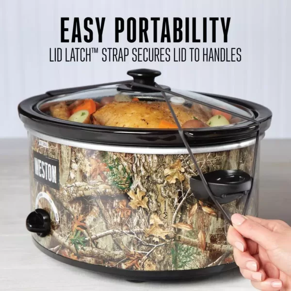 Weston Realtree Edge 5 Qt. Camouflage Slow Cooker with Lid Strap