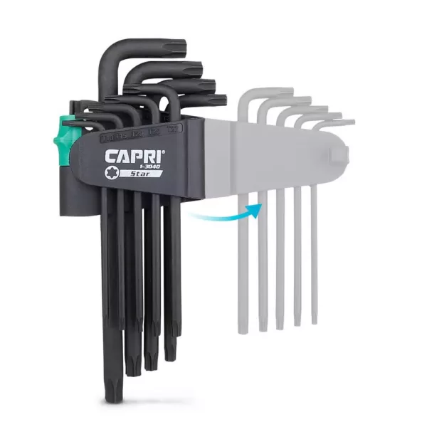 Capri Tools S2 Steel Long Arm Torx Key Wrench Set (9-Piece)