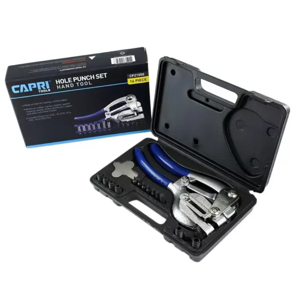 Capri Tools Metal Hole Punch Set (16-Piece)